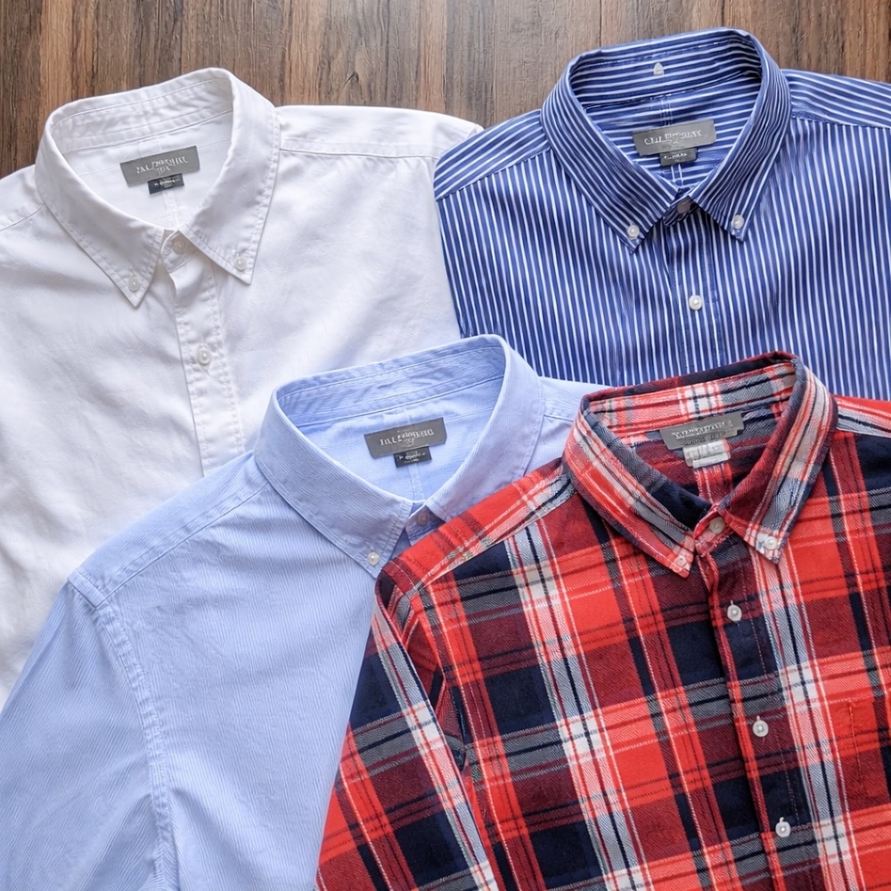 Casual Workwear Button Down Shirt‎ Bundle Large 4 Pack Cotton Mix Size L
